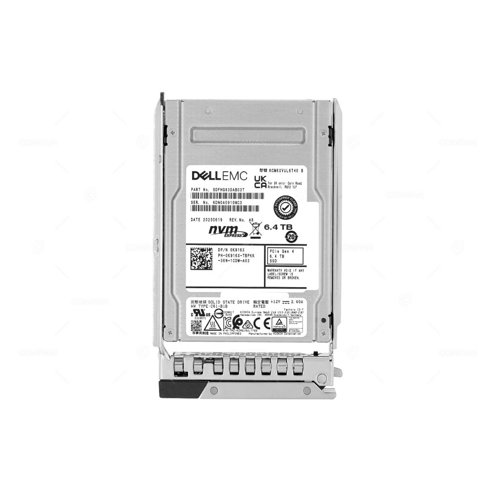 K916X G14  DELL NVME SSD 6.4TB PCIE 4.0 X4 2.5" SFF FOR DELL POWEREDGE G14 G15